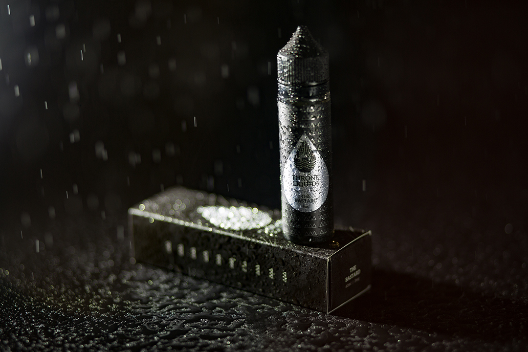 Macro water droplets on bottle product photoshoot