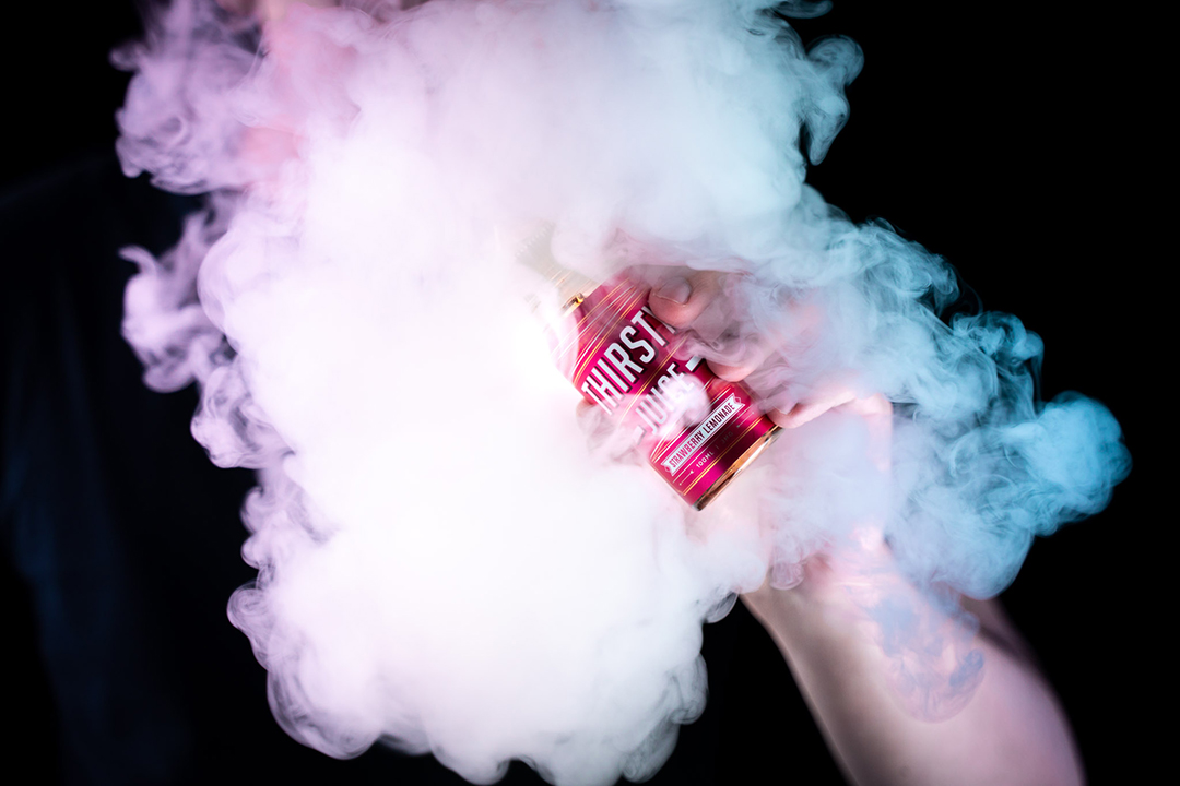 Vape smoke effect e-liquid photoshoot